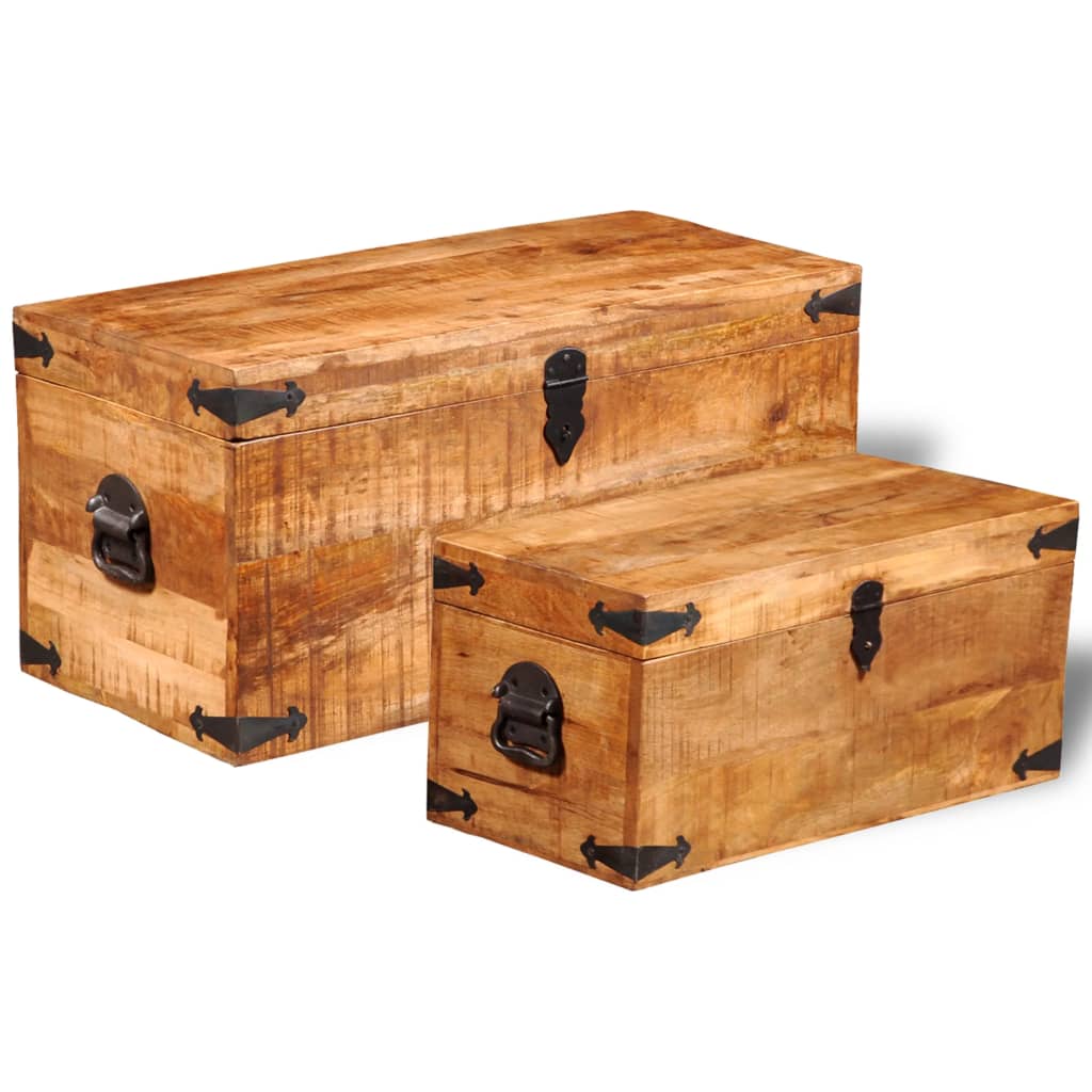 Storage Chest Set 2 Pieces Rough Mango Wood- Storage Chests - HomeShopIreland - Home Shop Ireland - Storage Chests - Storage Chest Set 2 Pieces Rough Mango Wood