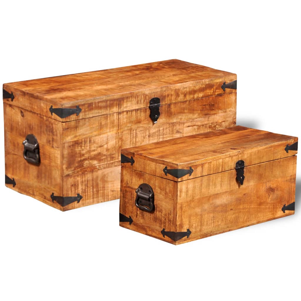 Storage Chest Set 2 Pieces Rough Mango Wood- Storage Chests - HomeShopIreland - Home Shop Ireland - Storage Chests - Storage Chest Set 2 Pieces Rough Mango Wood