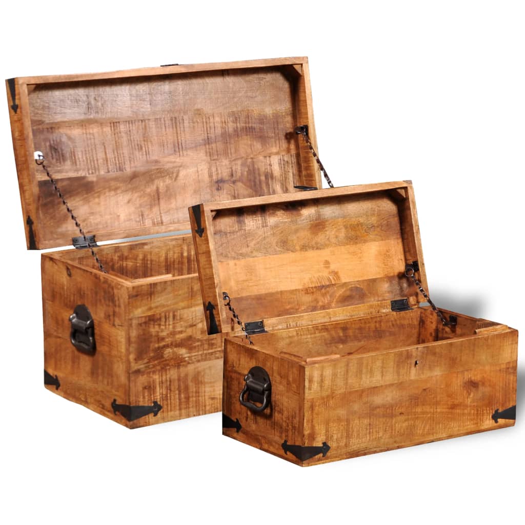 Storage Chest Set 2 Pieces Rough Mango Wood- Storage Chests - HomeShopIreland - Home Shop Ireland - Storage Chests - Storage Chest Set 2 Pieces Rough Mango Wood