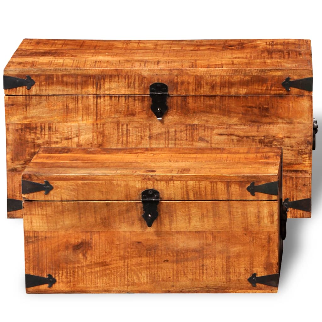 Storage Chest Set 2 Pieces Rough Mango Wood- Storage Chests - HomeShopIreland - Home Shop Ireland - Storage Chests - Storage Chest Set 2 Pieces Rough Mango Wood
