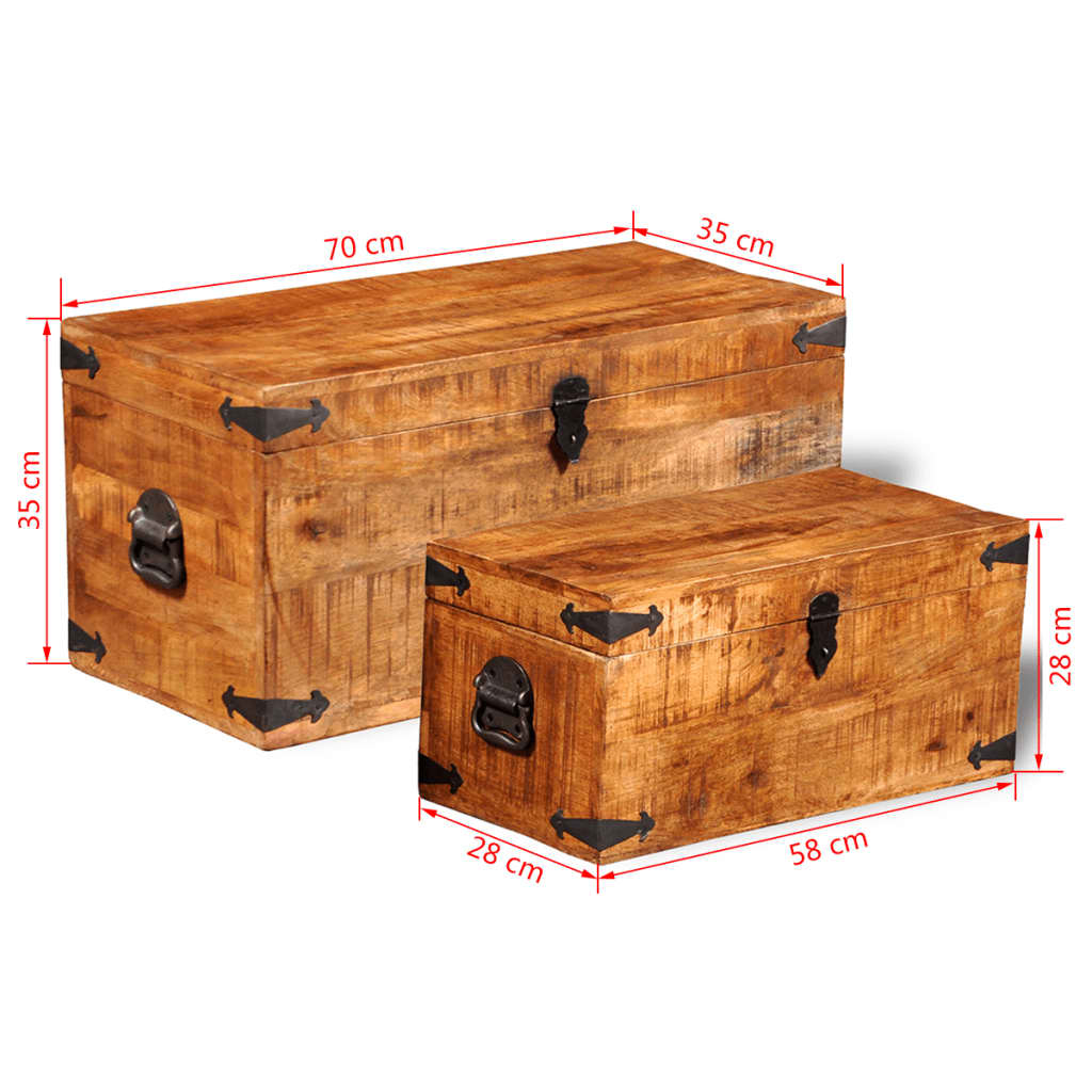 Storage Chest Set 2 Pieces Rough Mango Wood- Storage Chests - HomeShopIreland - Home Shop Ireland - Storage Chests - Storage Chest Set 2 Pieces Rough Mango Wood