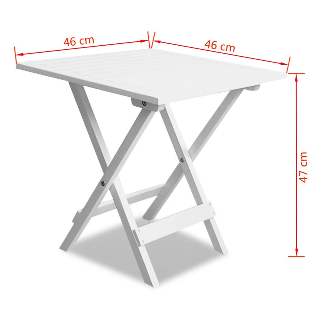 Bistro Table White 46x46x47 cm Solid Acacia Wood- Outdoor Tables - HomeShopIreland - Home Shop Ireland - Outdoor Tables - Bistro Table White 46x46x47 cm Solid Acacia Wood