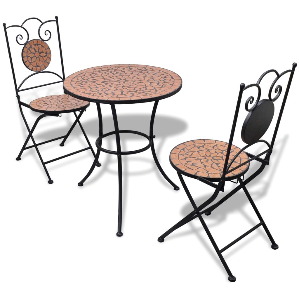3 Piece Bistro Set Ceramic Tile Terracotta- Outdoor Furniture Sets - HomeShopIreland - Home Shop Ireland - Outdoor Furniture Sets - 3 Piece Bistro Set Ceramic Tile Terracotta