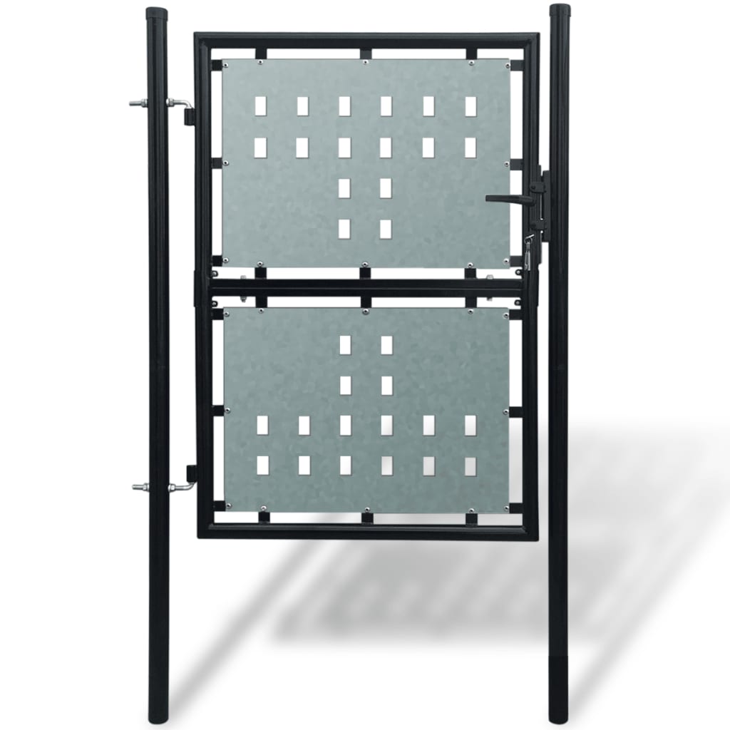 Black Single Door Fence Gate 100 x 225 cm- Gates - HomeShopIreland - Home Shop Ireland - Gates - Black Single Door Fence Gate 100 x 225 cm