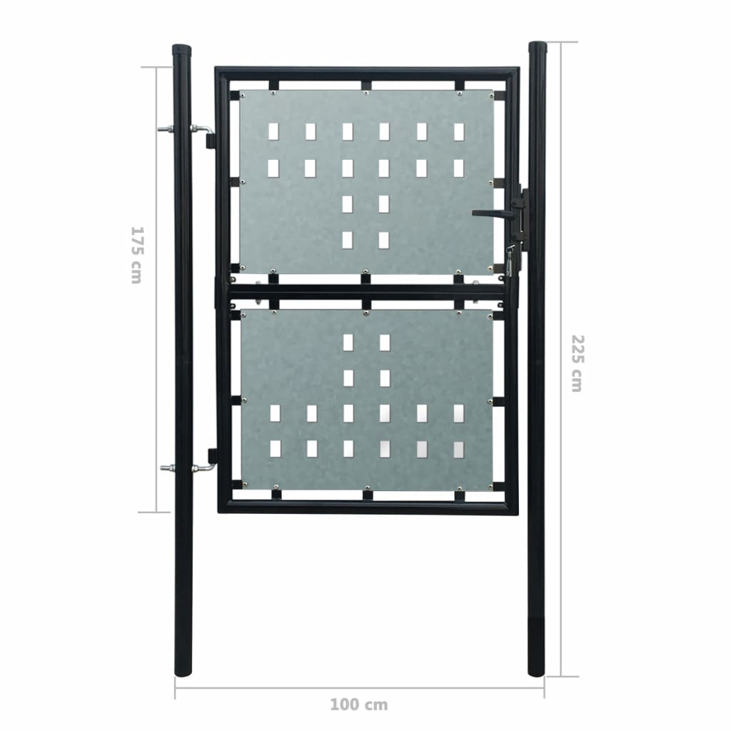 Black Single Door Fence Gate 100 x 225 cm- Gates - HomeShopIreland - Home Shop Ireland - Gates - Black Single Door Fence Gate 100 x 225 cm