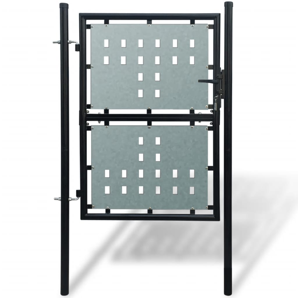 Black Single Door Fence Gate 100 x 250 cm- Gates - HomeShopIreland - Home Shop Ireland - Gates - Black Single Door Fence Gate 100 x 250 cm