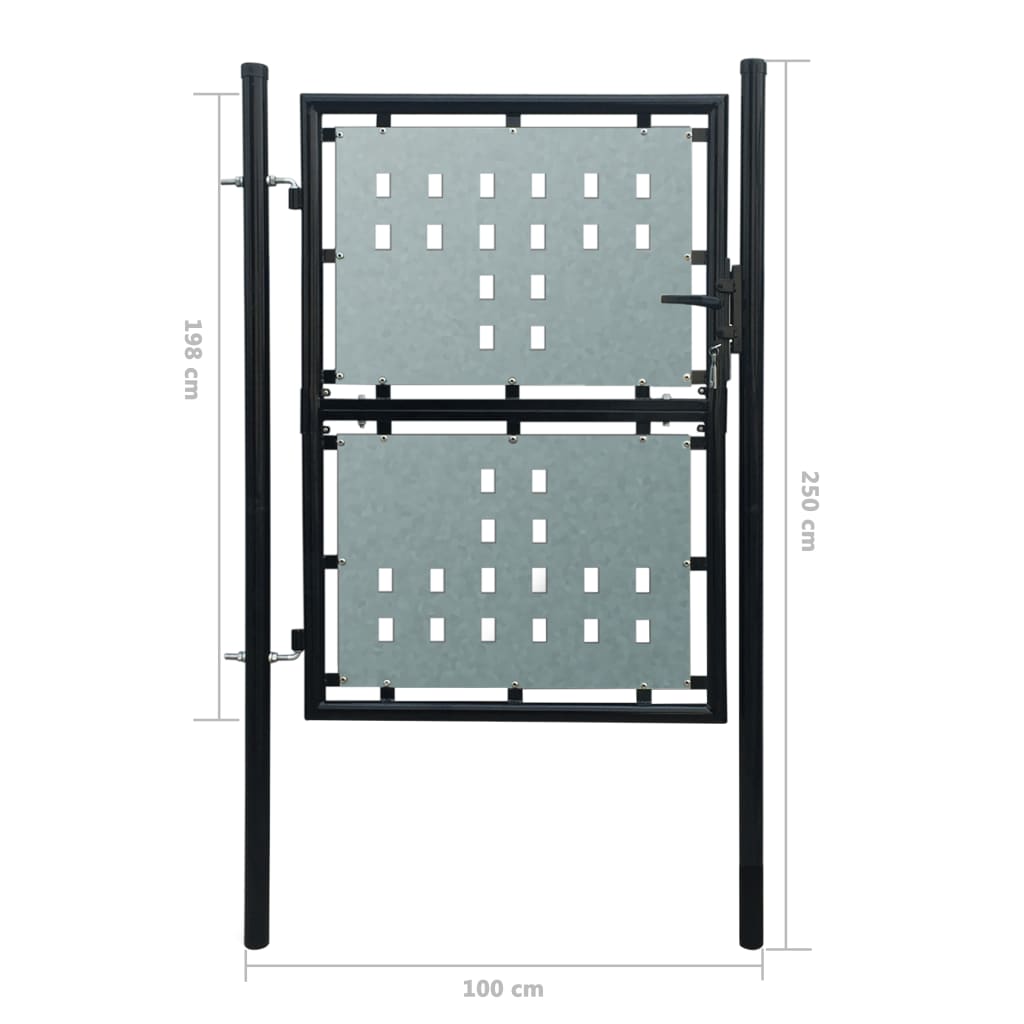 Black Single Door Fence Gate 100 x 250 cm- Gates - HomeShopIreland - Home Shop Ireland - Gates - Black Single Door Fence Gate 100 x 250 cm