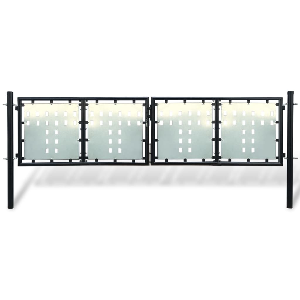 Black Double Door Fence Gate 300 x 125 cm- Gates - HomeShopIreland - Home Shop Ireland - Gates - Black Double Door Fence Gate 300 x 125 cm