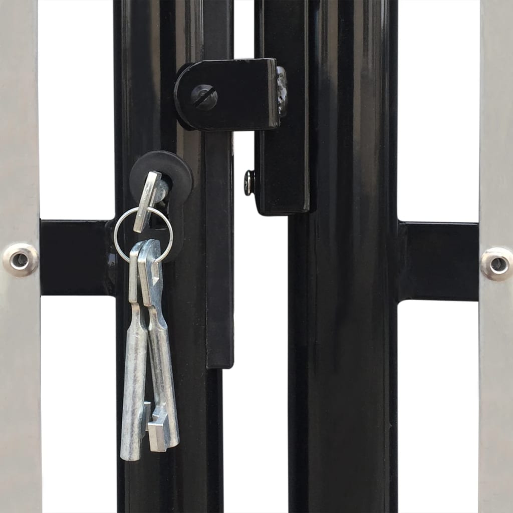 Black Double Door Fence Gate 300 x 125 cm- Gates - HomeShopIreland - Home Shop Ireland - Gates - Black Double Door Fence Gate 300 x 125 cm