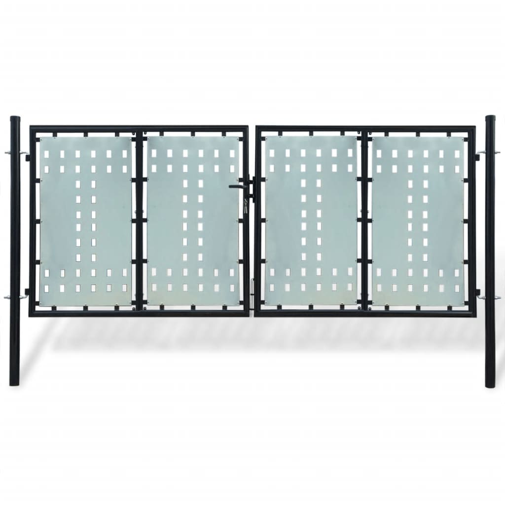 Black Double Door Fence Gate 300 x 175 cm- Gates - HomeShopIreland - Home Shop Ireland - Gates - Black Double Door Fence Gate 300 x 175 cm