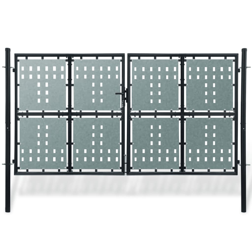 Black Double Door Fence Gate 300 x 225 cm- Gates - HomeShopIreland - Home Shop Ireland - Gates - Black Double Door Fence Gate 300 x 225 cm