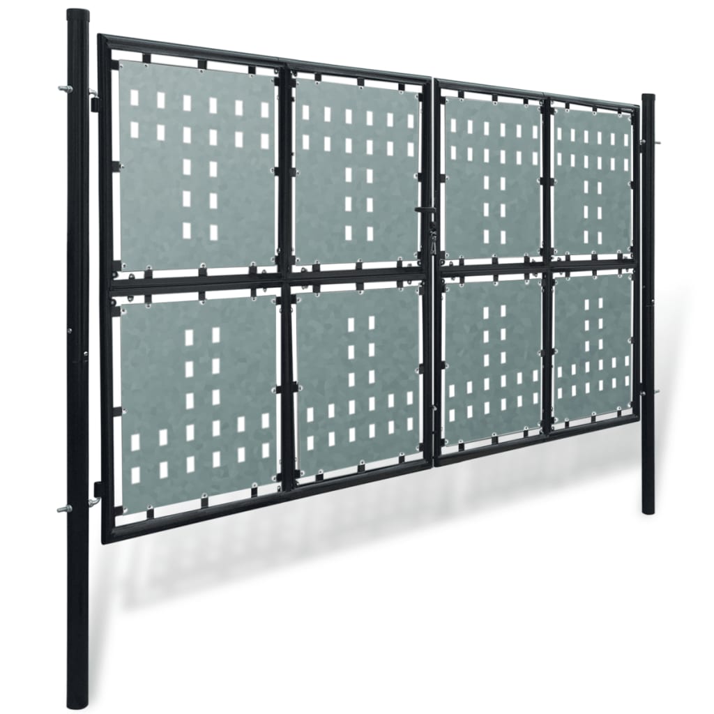 Black Double Door Fence Gate 300 x 225 cm- Gates - HomeShopIreland - Home Shop Ireland - Gates - Black Double Door Fence Gate 300 x 225 cm