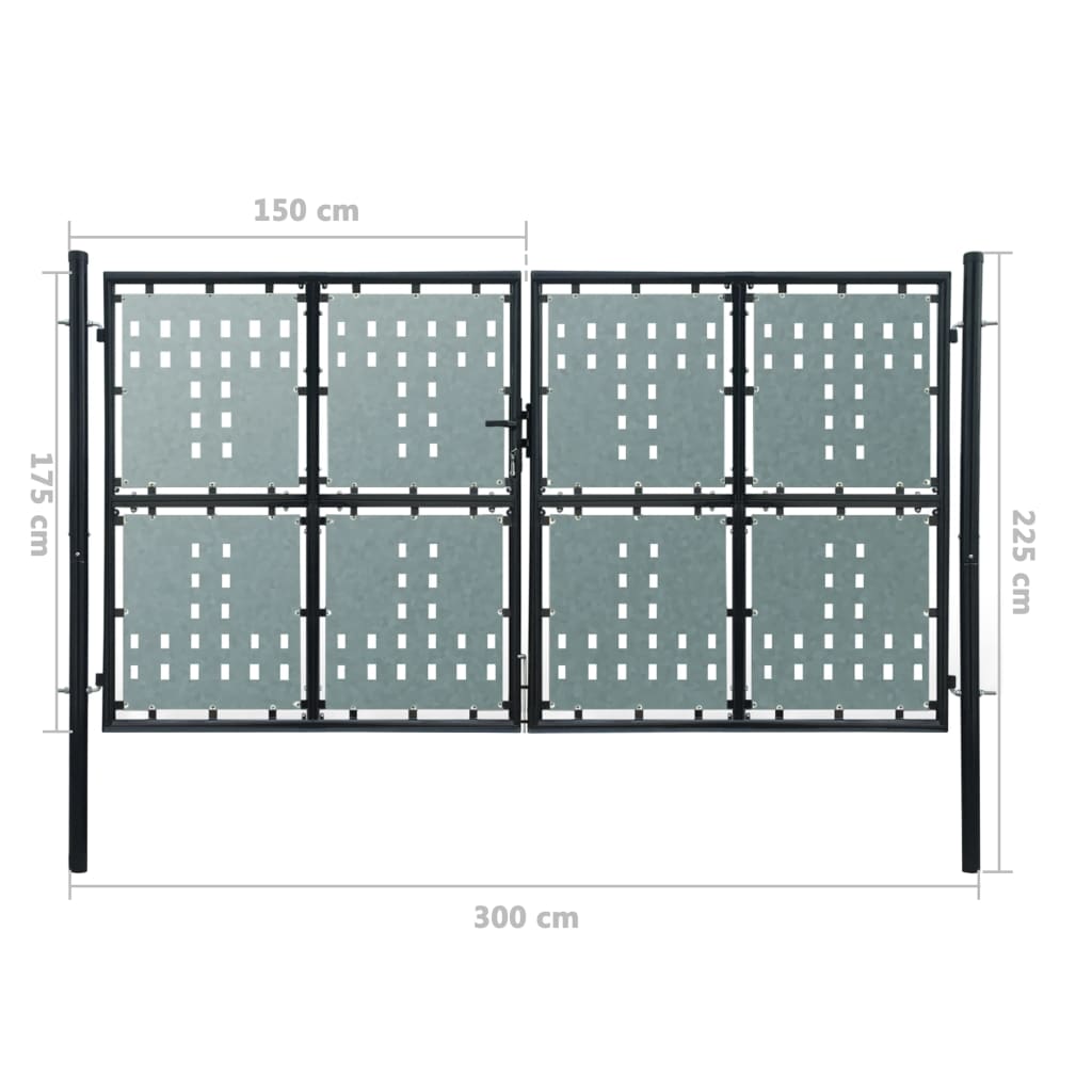Black Double Door Fence Gate 300 x 225 cm- Gates - HomeShopIreland - Home Shop Ireland - Gates - Black Double Door Fence Gate 300 x 225 cm