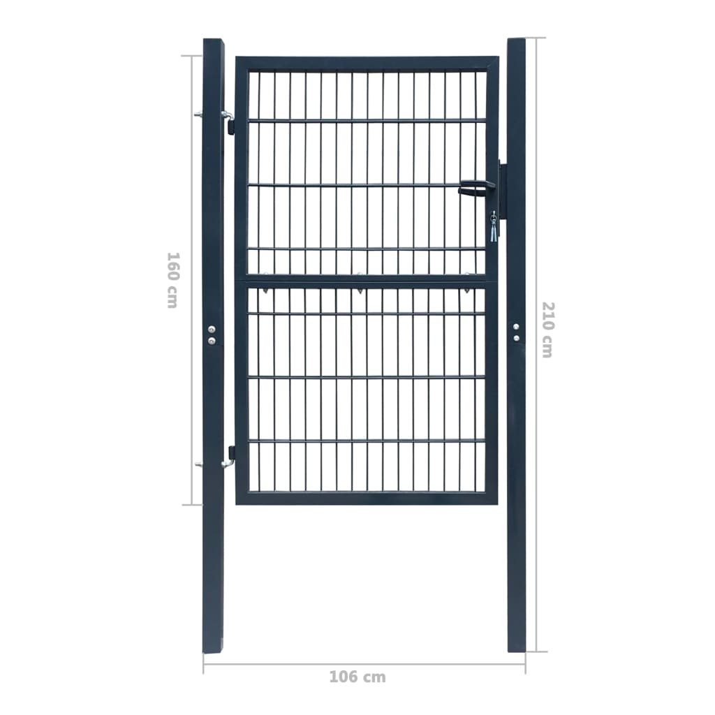 2D Fence Gate (Single) Anthracite Grey 106 x 210 cm- Gates - HomeShopIreland - Home Shop Ireland - Gates - 2D Fence Gate (Single) Anthracite Grey 106 x 210 cm