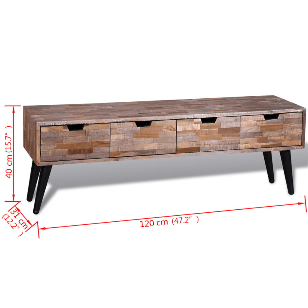 Console TV Cabinet with 4 Drawers Reclaimed Teak- Entertainment Centres & TV Stands - HomeShopIreland - Home Shop Ireland - Entertainment Centres & TV Stands - Console TV Cabinet with 4 Drawers Reclaimed Teak