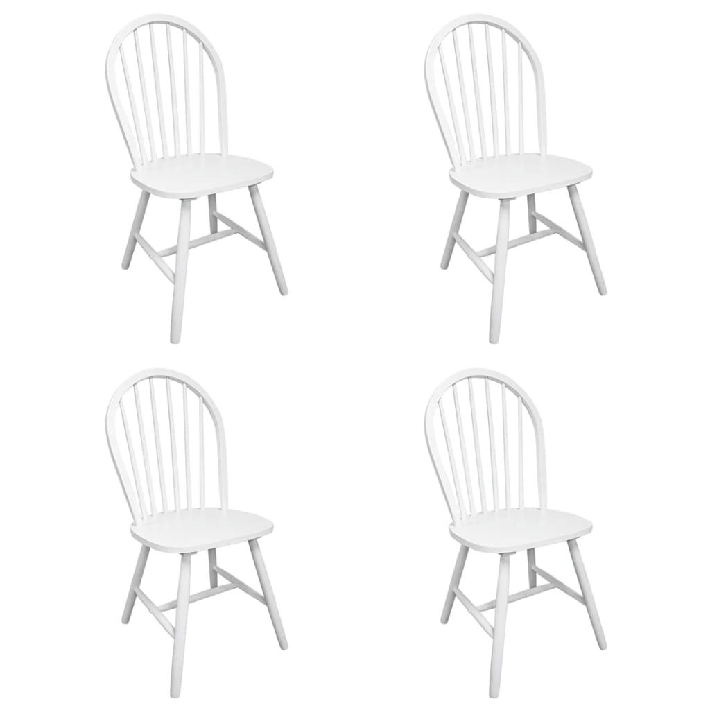 Dining Chairs 4 pcs White Solid Rubber Wood- Kitchen & Dining Room Chairs - HomeShopIreland - Home Shop Ireland - Kitchen & Dining Room Chairs - Dining Chairs 4 pcs White Solid Rubber Wood