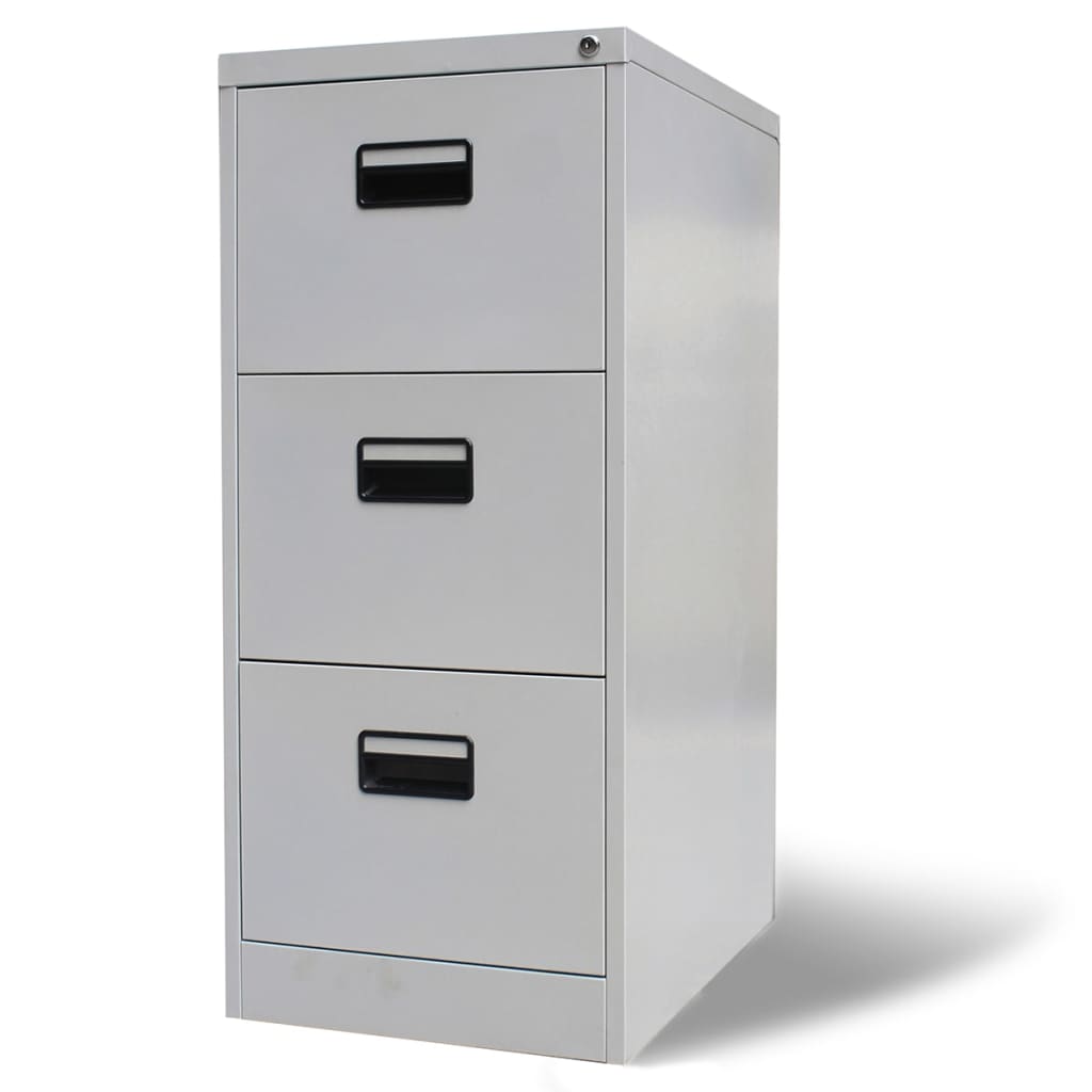 File Cabinet with 3 Drawers Grey 102.5 cm Steel- Filing Cabinets - HomeShopIreland - Home Shop Ireland - Filing Cabinets - File Cabinet with 3 Drawers Grey 102.5 cm Steel