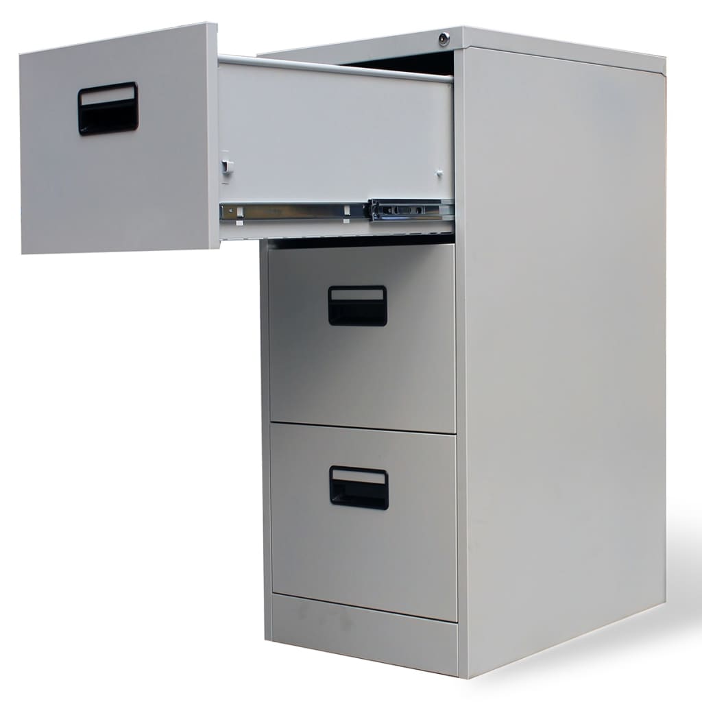 File Cabinet with 3 Drawers Grey 102.5 cm Steel- Filing Cabinets - HomeShopIreland - Home Shop Ireland - Filing Cabinets - File Cabinet with 3 Drawers Grey 102.5 cm Steel