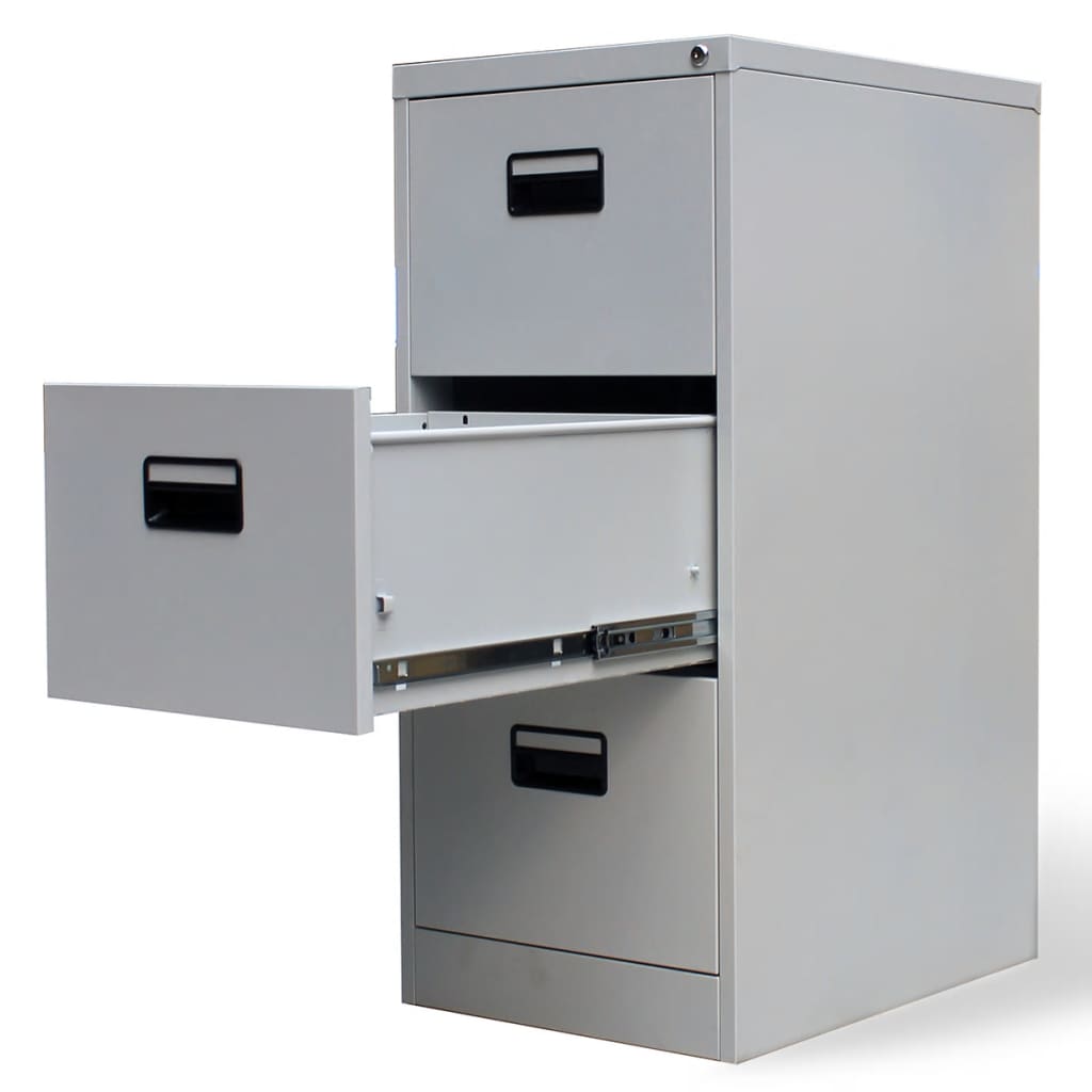 File Cabinet with 3 Drawers Grey 102.5 cm Steel- Filing Cabinets - HomeShopIreland - Home Shop Ireland - Filing Cabinets - File Cabinet with 3 Drawers Grey 102.5 cm Steel