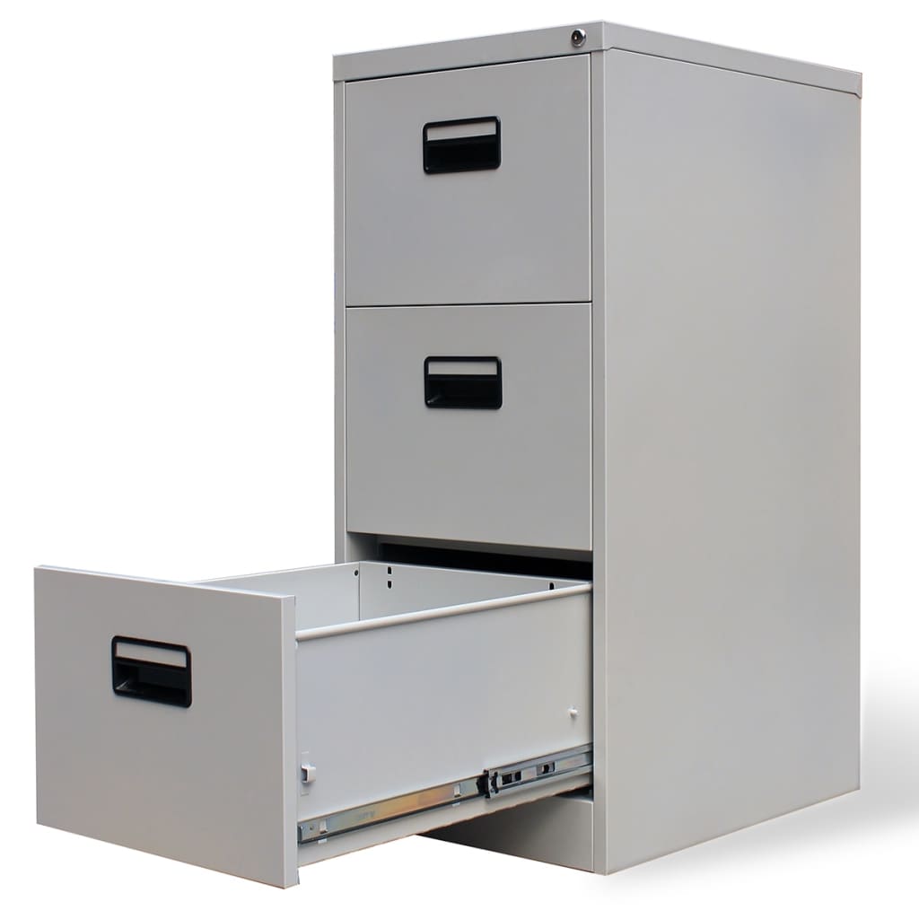 File Cabinet with 3 Drawers Grey 102.5 cm Steel- Filing Cabinets - HomeShopIreland - Home Shop Ireland - Filing Cabinets - File Cabinet with 3 Drawers Grey 102.5 cm Steel