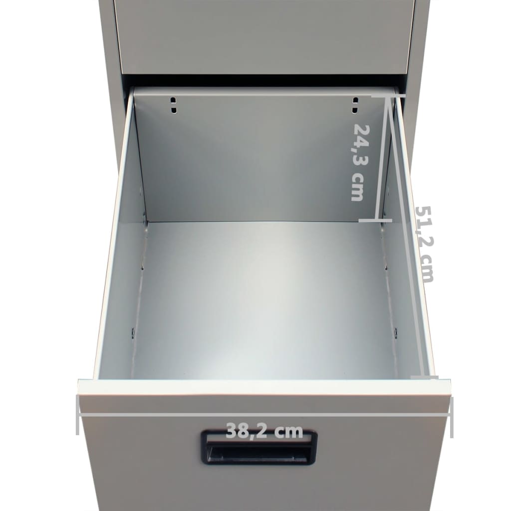 File Cabinet with 3 Drawers Grey 102.5 cm Steel- Filing Cabinets - HomeShopIreland - Home Shop Ireland - Filing Cabinets - File Cabinet with 3 Drawers Grey 102.5 cm Steel
