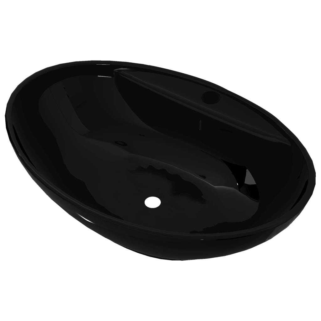 Ceramic Bathroom Sink Basin Faucet/Overflow Hole Black Oval- Bathroom Basins - HomeShopIreland - Home Shop Ireland - Bathroom Basins - Ceramic Bathroom Sink Basin Faucet/Overflow Hole Black Oval