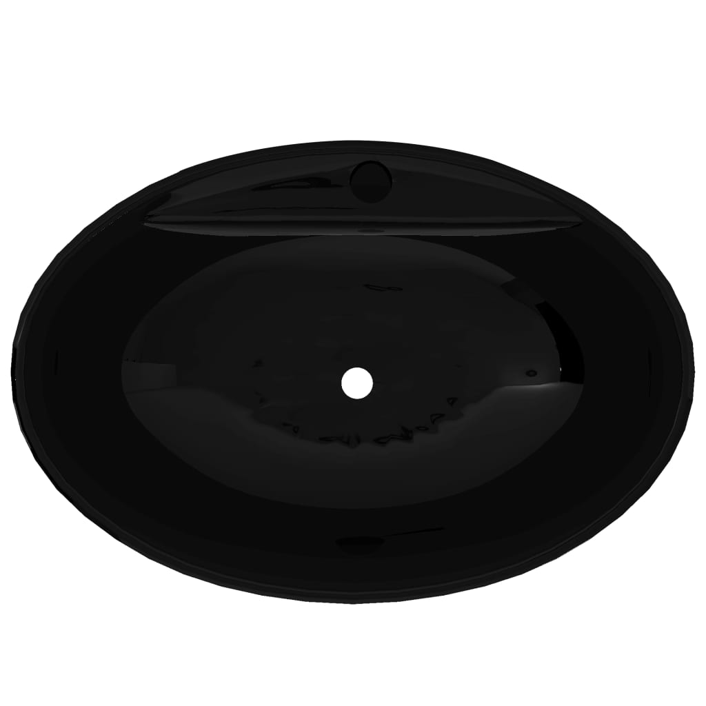 Ceramic Bathroom Sink Basin Faucet/Overflow Hole Black Oval- Bathroom Basins - HomeShopIreland - Home Shop Ireland - Bathroom Basins - Ceramic Bathroom Sink Basin Faucet/Overflow Hole Black Oval