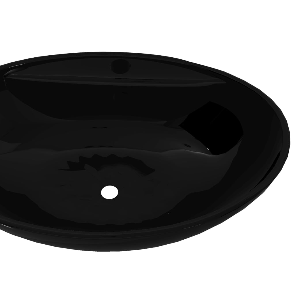 Ceramic Bathroom Sink Basin Faucet/Overflow Hole Black Oval- Bathroom Basins - HomeShopIreland - Home Shop Ireland - Bathroom Basins - Ceramic Bathroom Sink Basin Faucet/Overflow Hole Black Oval