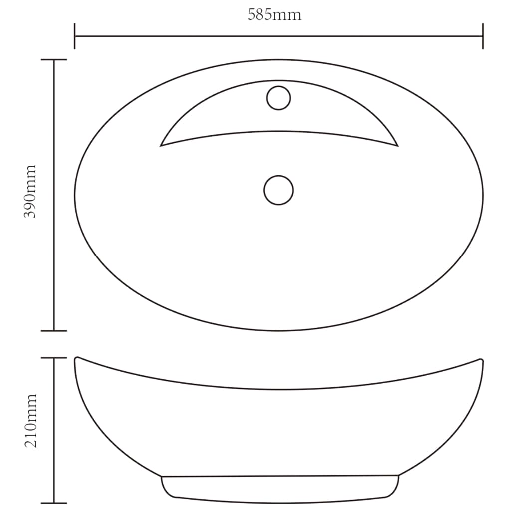 Ceramic Bathroom Sink Basin Faucet/Overflow Hole Black Oval- Bathroom Basins - HomeShopIreland - Home Shop Ireland - Bathroom Basins - Ceramic Bathroom Sink Basin Faucet/Overflow Hole Black Oval