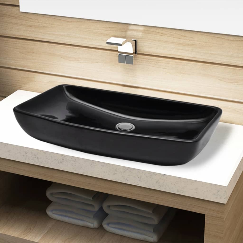 Ceramic Bathroom Sink Basin Black Rectangular- Bathroom Basins - HomeShopIreland - Home Shop Ireland - Bathroom Basins - Ceramic Bathroom Sink Basin Black Rectangular