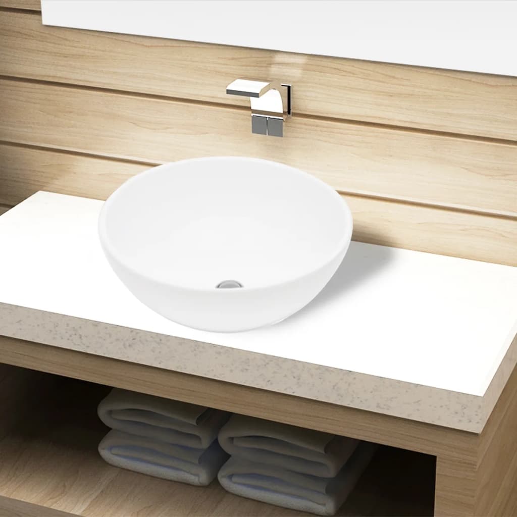 Ceramic Bathroom Sink Basin White Round- Bathroom Basins - HomeShopIreland - Home Shop Ireland - Bathroom Basins - Ceramic Bathroom Sink Basin White Round