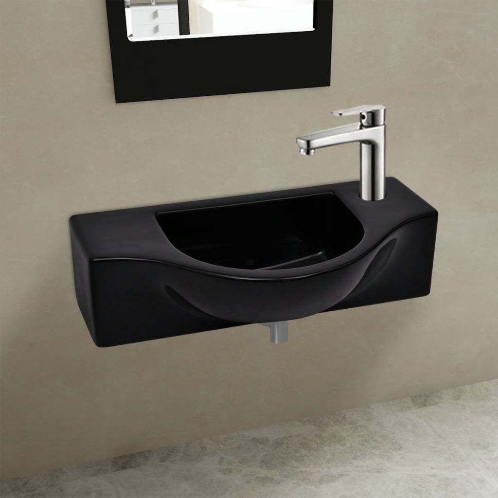 Ceramic Bathroom Sink Basin with Faucet Hole Black- Bathroom Basins - HomeShopIreland - Home Shop Ireland - Bathroom Basins - Ceramic Bathroom Sink Basin with Faucet Hole Black