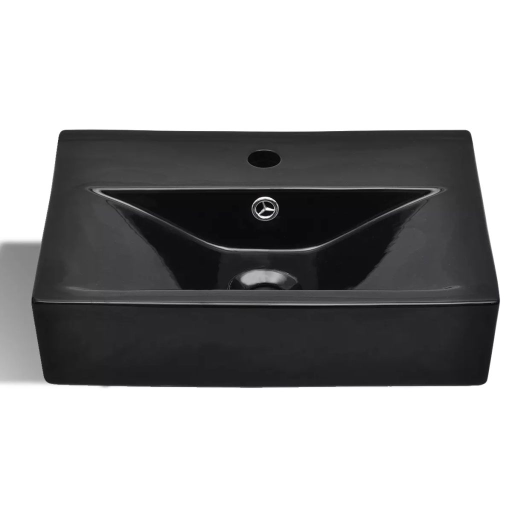 Ceramic Bathroom Sink Basin Faucet/Overflow Hole Black Rectangular- Bathroom Basins - HomeShopIreland - Home Shop Ireland - Bathroom Basins - Ceramic Bathroom Sink Basin Faucet/Overflow Hole Black Rectangular