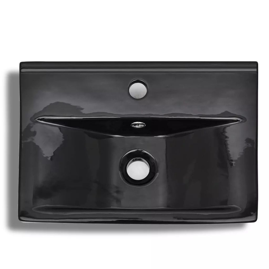 Ceramic Bathroom Sink Basin Faucet/Overflow Hole Black Rectangular- Bathroom Basins - HomeShopIreland - Home Shop Ireland - Bathroom Basins - Ceramic Bathroom Sink Basin Faucet/Overflow Hole Black Rectangular