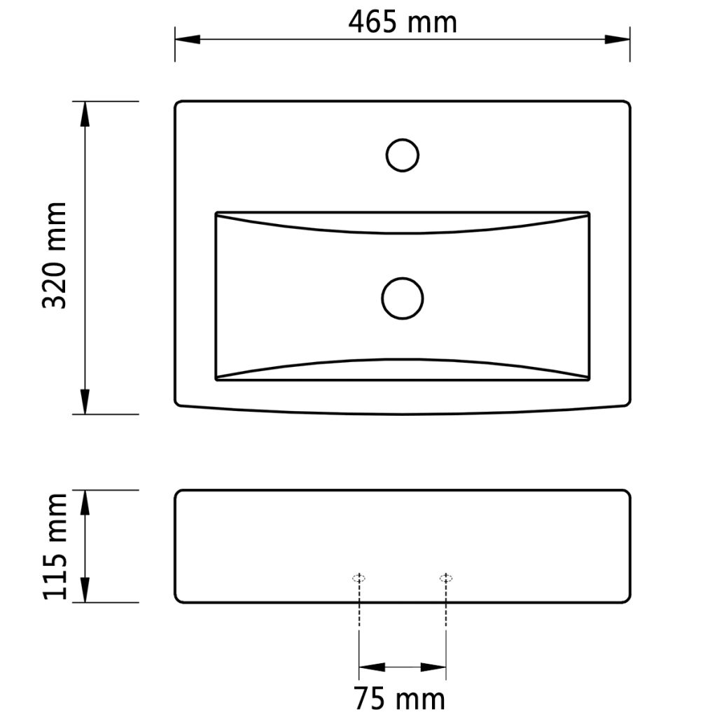 Ceramic Bathroom Sink Basin Faucet/Overflow Hole Black Rectangular- Bathroom Basins - HomeShopIreland - Home Shop Ireland - Bathroom Basins - Ceramic Bathroom Sink Basin Faucet/Overflow Hole Black Rectangular