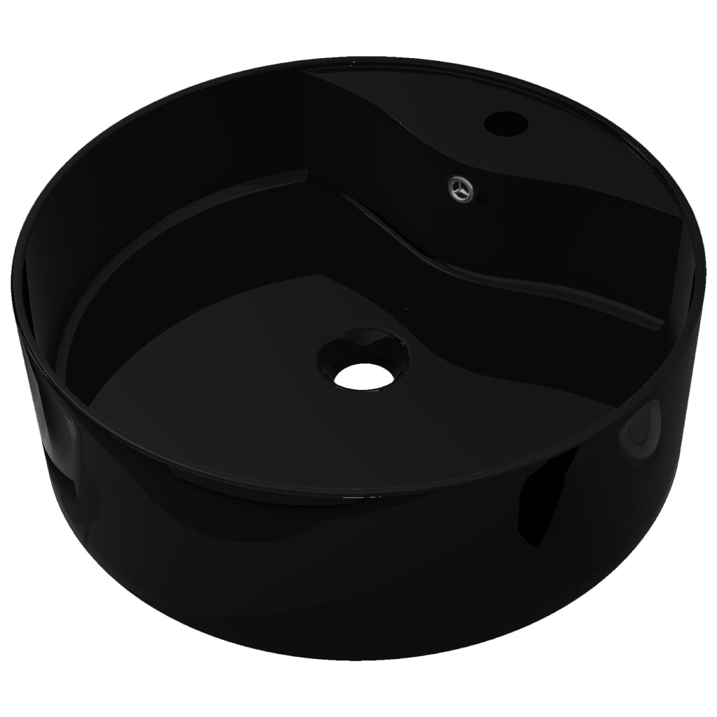 Ceramic Bathroom Sink Basin Faucet/Overflow Hole Black Round- Bathroom Basins - HomeShopIreland - Home Shop Ireland - Bathroom Basins - Ceramic Bathroom Sink Basin Faucet/Overflow Hole Black Round