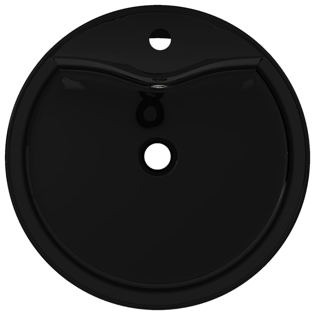 Ceramic Bathroom Sink Basin Faucet/Overflow Hole Black Round- Bathroom Basins - HomeShopIreland - Home Shop Ireland - Bathroom Basins - Ceramic Bathroom Sink Basin Faucet/Overflow Hole Black Round