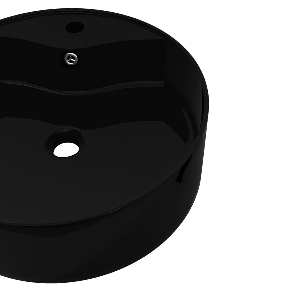 Ceramic Bathroom Sink Basin Faucet/Overflow Hole Black Round- Bathroom Basins - HomeShopIreland - Home Shop Ireland - Bathroom Basins - Ceramic Bathroom Sink Basin Faucet/Overflow Hole Black Round