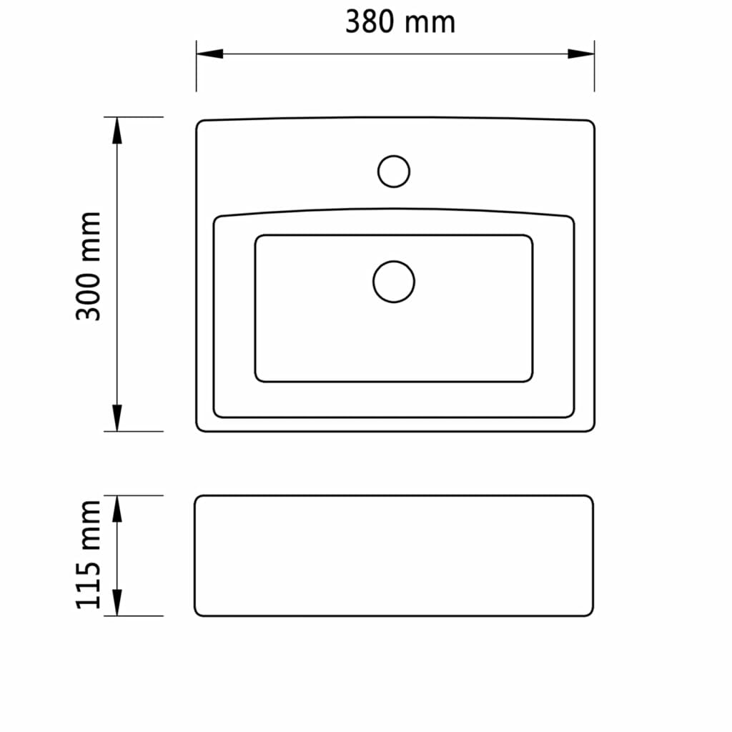 Ceramic Bathroom Sink Basin with Faucet Hole White Square- Bathroom Basins - HomeShopIreland - Home Shop Ireland - Bathroom Basins - Ceramic Bathroom Sink Basin with Faucet Hole White Square