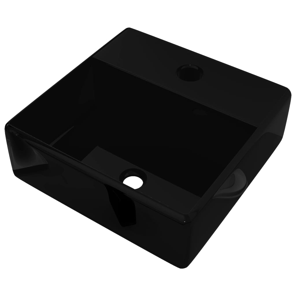 Ceramic Bathroom Sink Basin with Faucet Hole Black Square- Bathroom Basins - HomeShopIreland - Home Shop Ireland - Bathroom Basins - Ceramic Bathroom Sink Basin with Faucet Hole Black Square