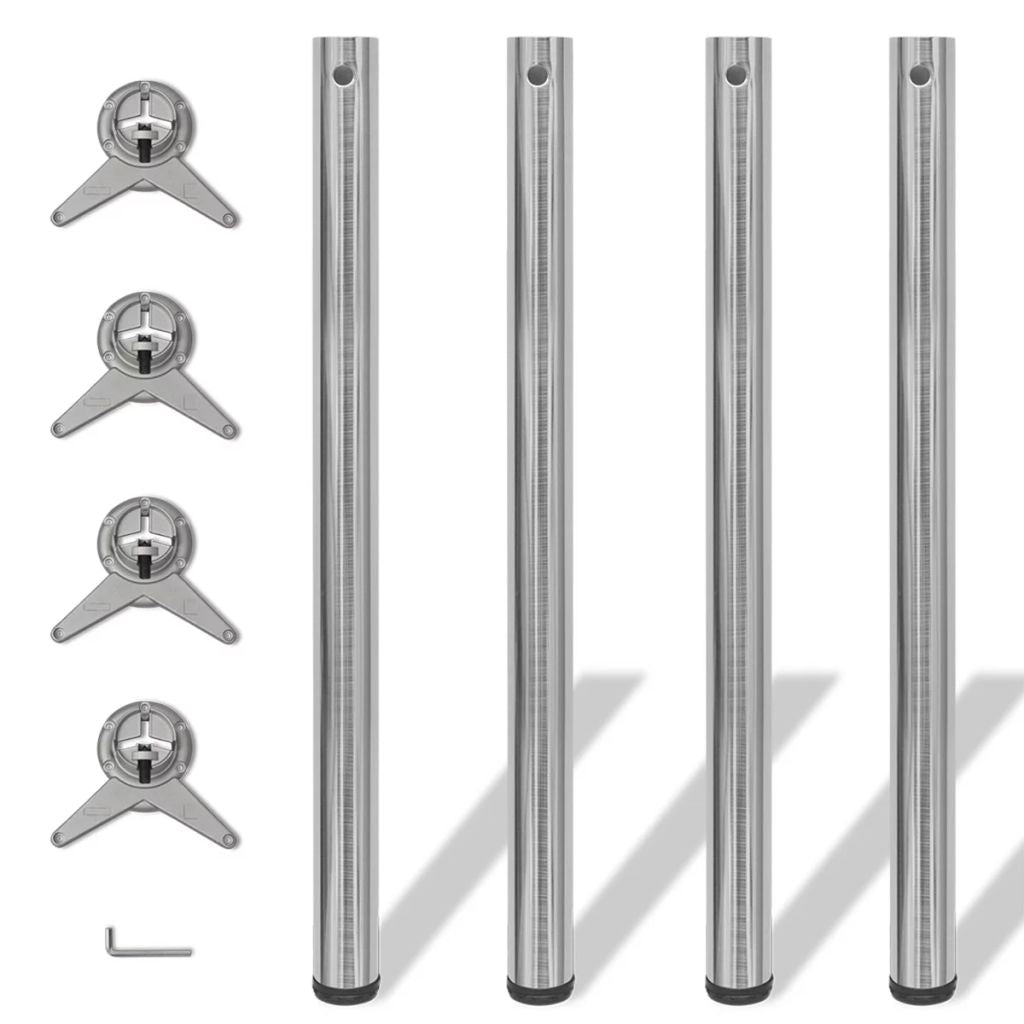 4 Height Adjustable Table Legs Brushed Nickel 870 mm- Table Legs - HomeShopIreland - Home Shop Ireland - Table Legs - 4 Height Adjustable Table Legs Brushed Nickel 870 mm