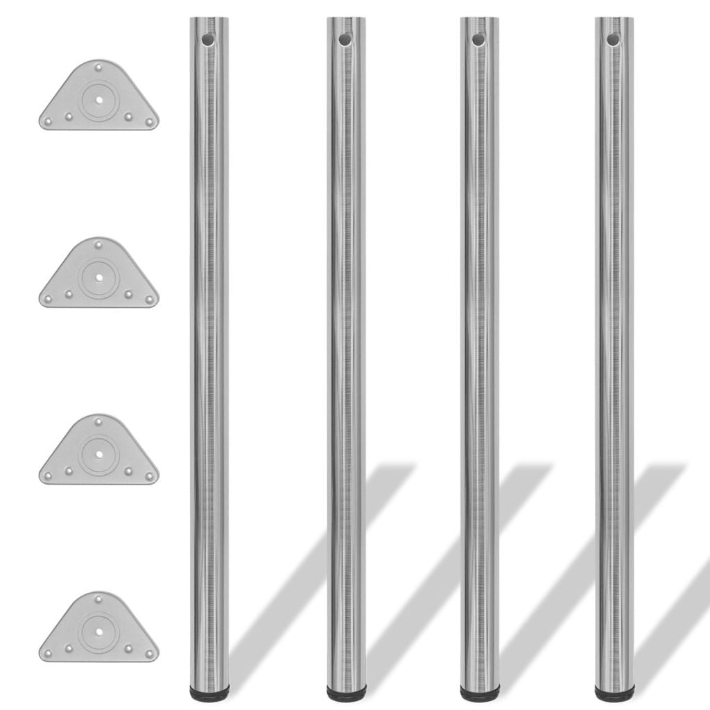 4 Height Adjustable Table Legs Brushed Nickel 1100 mm- Table Legs - HomeShopIreland - Home Shop Ireland - Table Legs - 4 Height Adjustable Table Legs Brushed Nickel 1100 mm