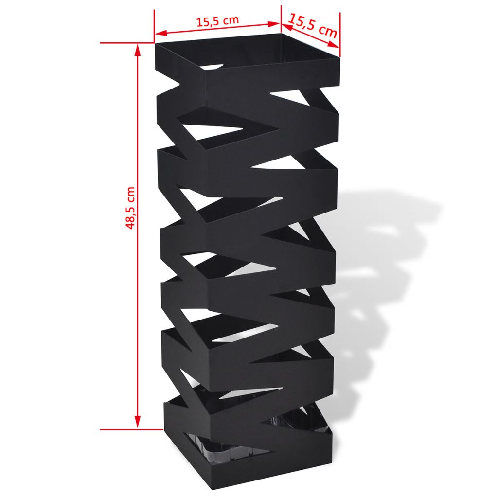 Black Square Umbrella Stand Storage Holder Walking Stick Steel 48.5 cm- Umbrella Stands & Racks - HomeShopIreland - Home Shop Ireland - Umbrella Stands & Racks - Black Square Umbrella Stand Storage Holder Walking Stick Steel 48.5 cm