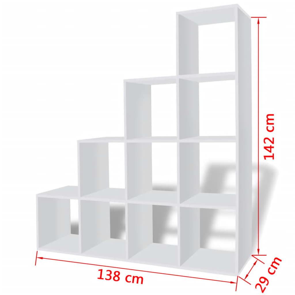 Staircase Bookcase/Display Shelf 142 cm White- Bookcases & Standing Shelves - HomeShopIreland - Home Shop Ireland - Bookcases & Standing Shelves - Staircase Bookcase/Display Shelf 142 cm White