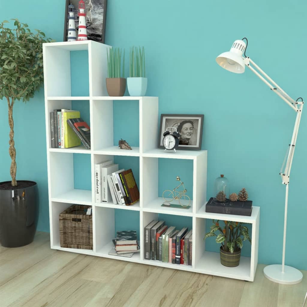 Staircase Bookcase/Display Shelf 142 cm White- Bookcases & Standing Shelves - HomeShopIreland - Home Shop Ireland - Bookcases & Standing Shelves - Staircase Bookcase/Display Shelf 142 cm White