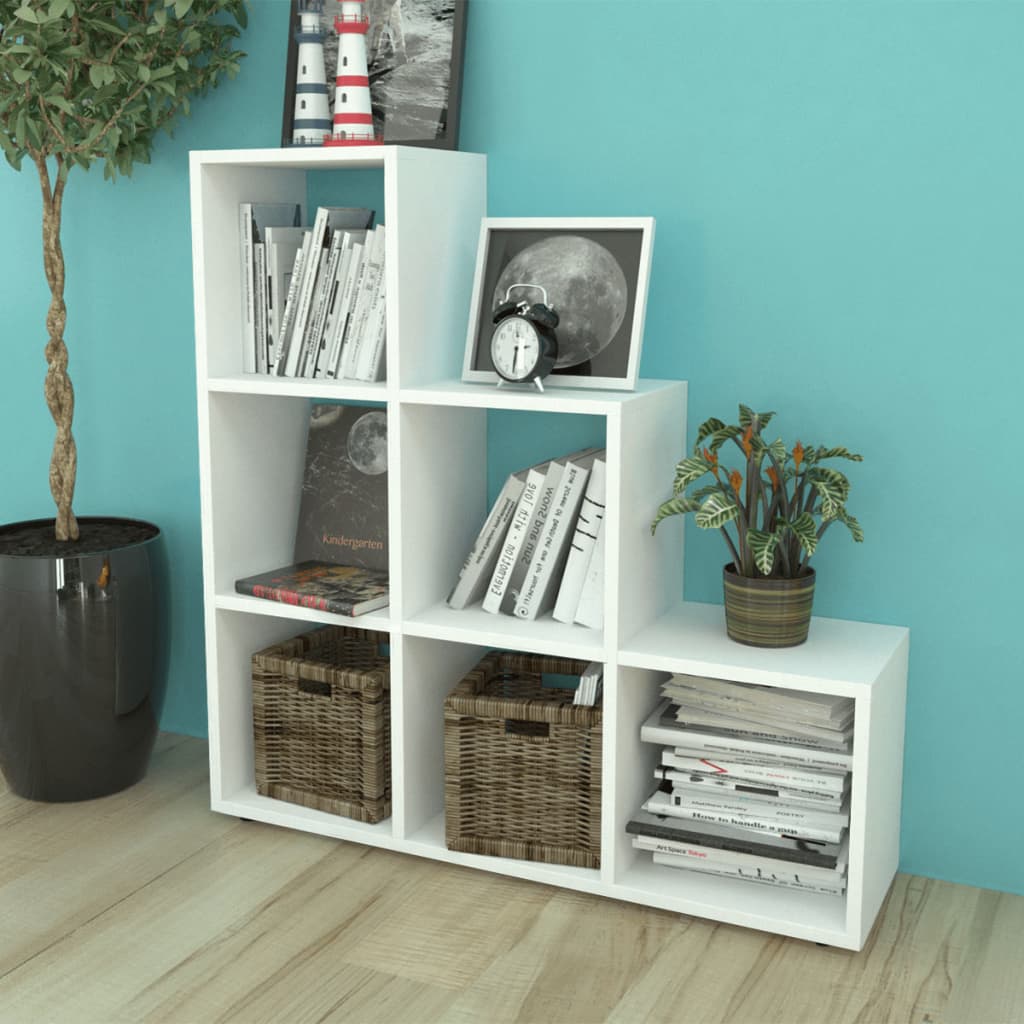 Staircase Bookcase/Display Shelf 107 cm White- Bookcases & Standing Shelves - HomeShopIreland - Home Shop Ireland - Bookcases & Standing Shelves - Staircase Bookcase/Display Shelf 107 cm White