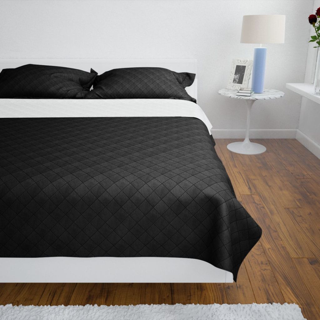 Double-sided Quilted Bedspread Black/White 170 x 210 cm- Quilts & Duvets - HomeShopIreland - Home Shop Ireland - Quilts & Duvets - Double-sided Quilted Bedspread Black/White 170 x 210 cm