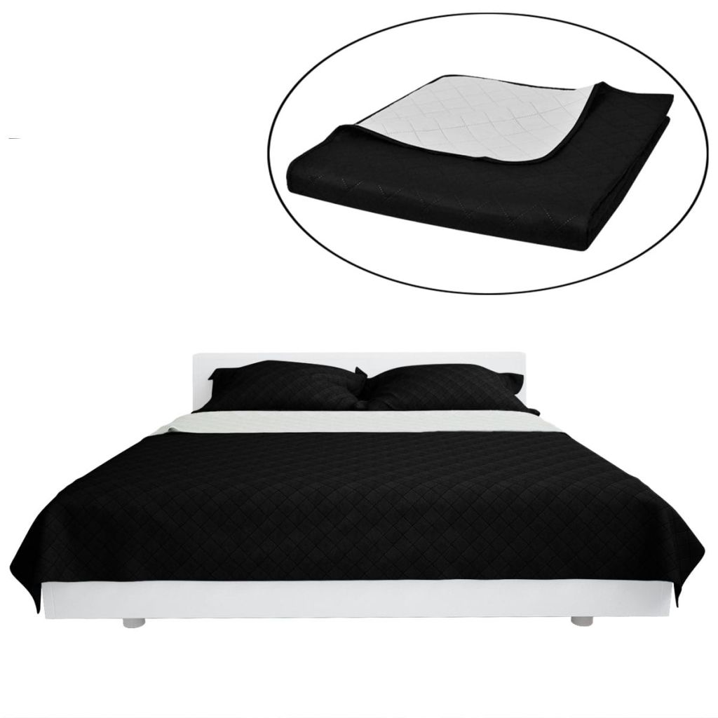 Double-sided Quilted Bedspread Black/White 220 x 240 cm- Quilts & Duvets - HomeShopIreland - Home Shop Ireland - Quilts & Duvets - Double-sided Quilted Bedspread Black/White 220 x 240 cm