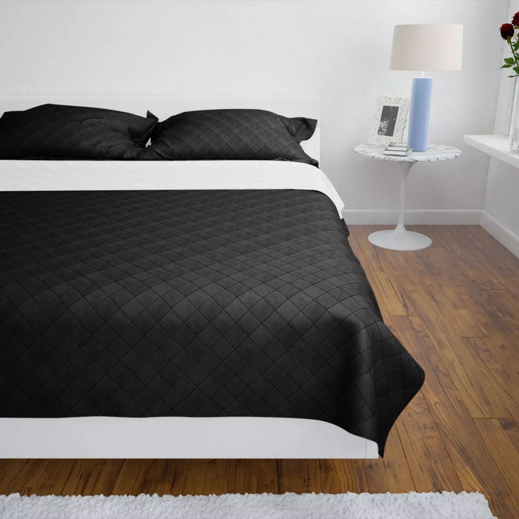 Double-sided Quilted Bedspread Black/White 230 x 260 cm- Quilts & Duvets - HomeShopIreland - Home Shop Ireland - Quilts & Duvets - Double-sided Quilted Bedspread Black/White 230 x 260 cm