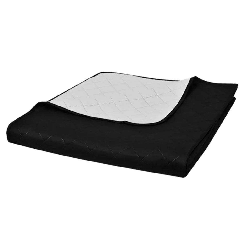 Double-sided Quilted Bedspread Black/White 230 x 260 cm- Quilts & Duvets - HomeShopIreland - Home Shop Ireland - Quilts & Duvets - Double-sided Quilted Bedspread Black/White 230 x 260 cm